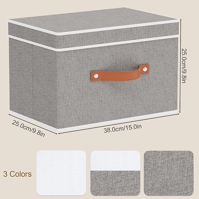 Collapsible Storage Bins with Lids, 5 Pack Linen Foldable Cloth Baskets - Image 6