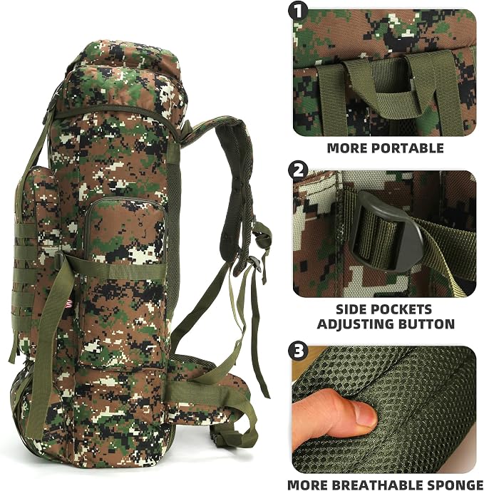 King'sGuard 70L Camping Hiking Backpack Tactical Backpack Military Molle - Image 4