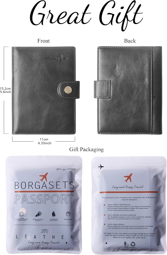 Genuine Leather Passport Case, RFID Passport Cover - Image 7