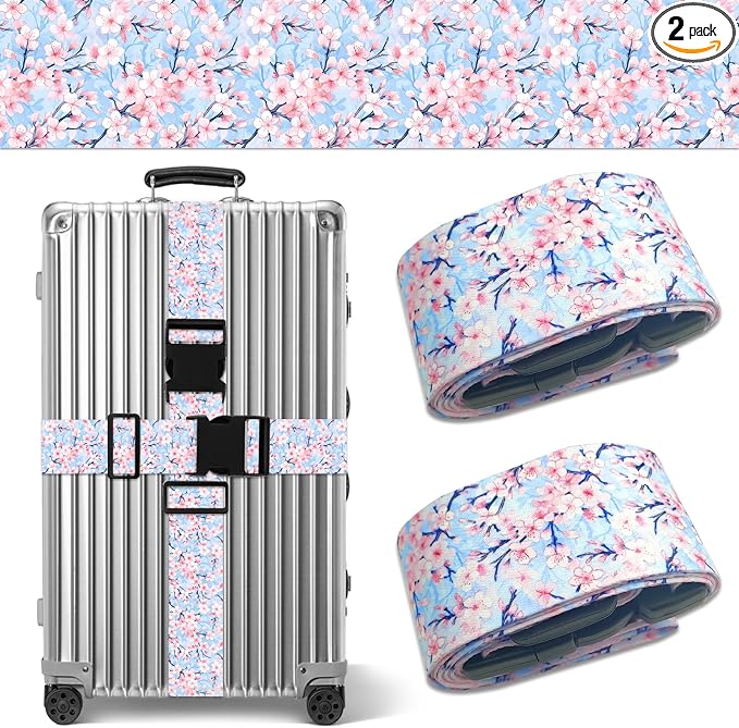 Cherry Blossoms Luggage Straps for Suitcases TSA Approved, Luggage Identifiers by Unknown
