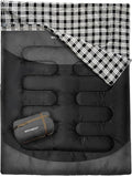 Double Sleeping Bag for Adults Machine Washable 2 Person Camping Sleeping Bag by WKFAMOUTCAMP