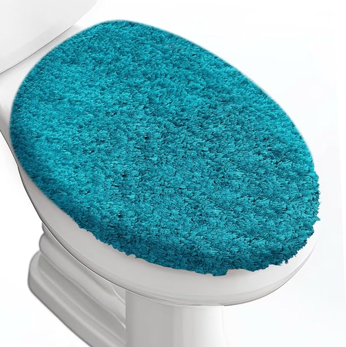 Microfiber Elongated Toilet Seat Cover 19.5"x 15" Machine Washable Solid Toilet by Baahrnom