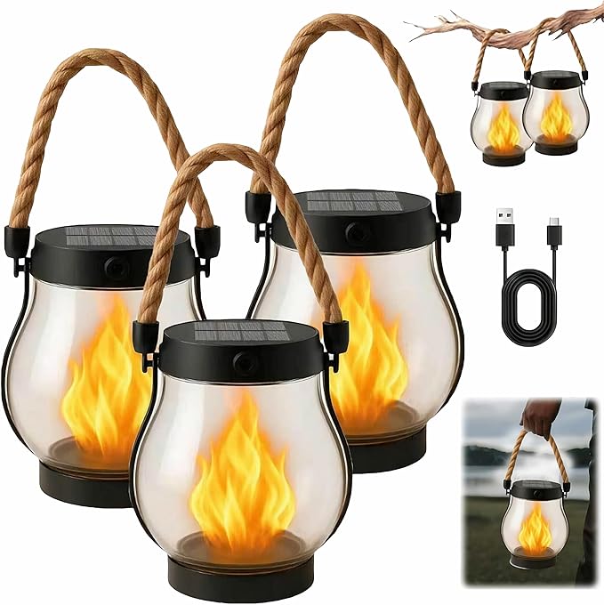 Kaliqo Solar Lantern Outdoor Lights Solar Lantern Waterproof Flickering Flame by Unknown