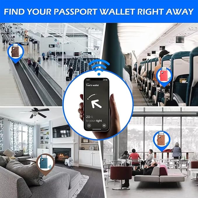 Airtag Passport Holder Cover Wallet Travel Essentials Leather Rfid Blocking - Image 8