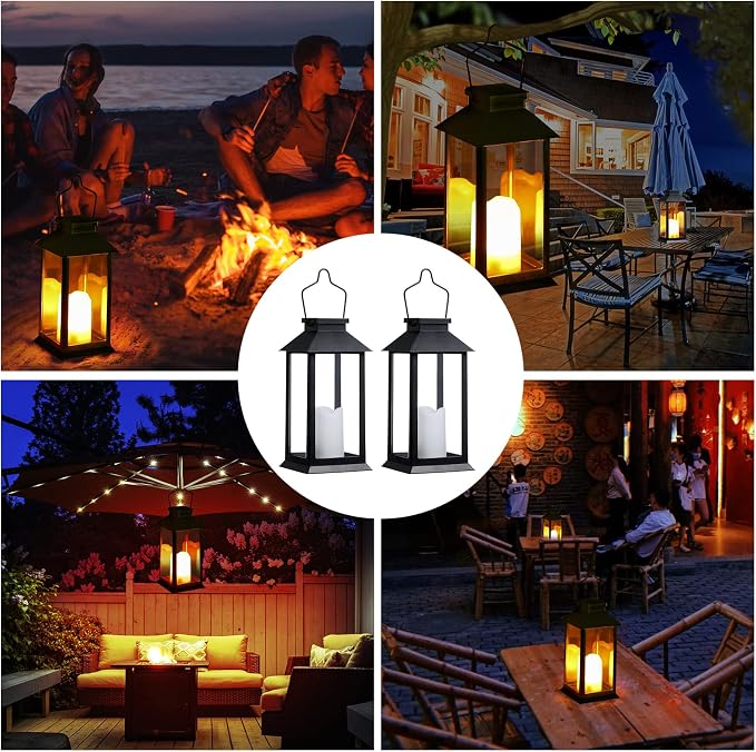 2 Pack Solar Lanterns, Outdoor Garden Hanging Lanterns, 11.8 Inch LED - Image 3