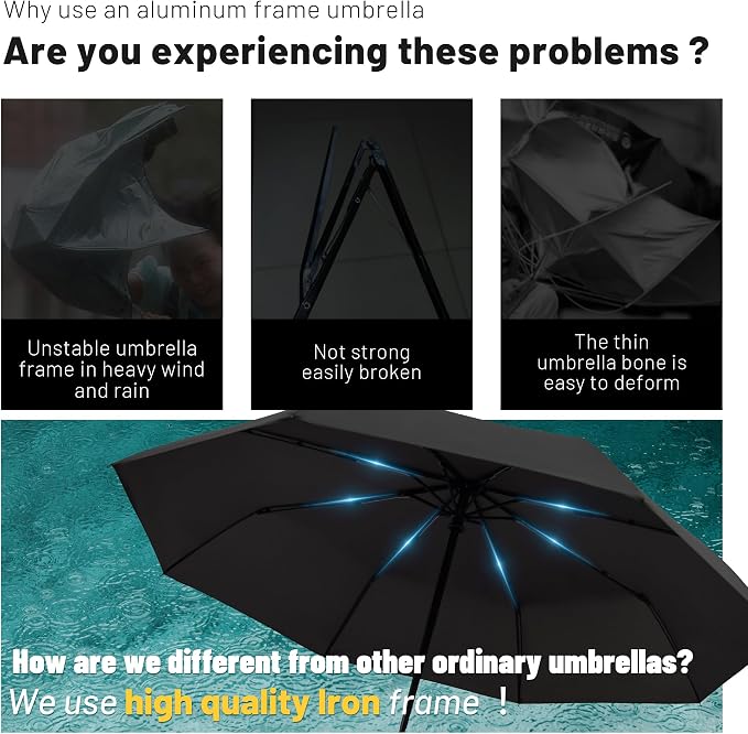 SY COMPACT Umbrella Automatic Travel Waterproof Light Folding Umbrellas Easy - Image 7
