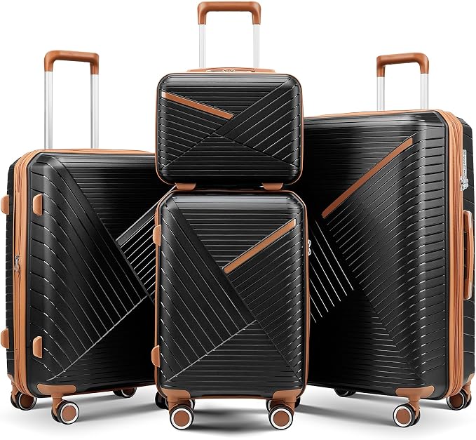 Campfun Luggage 4 Piece Sets, Expandable Carry On Luggage Set Hardshell PP by Campfun