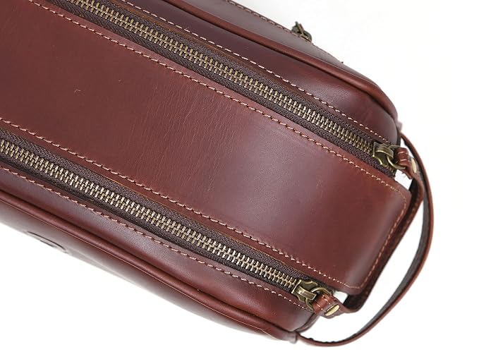 10" Premium Leather Toiletry Travel Pouch - Image 6