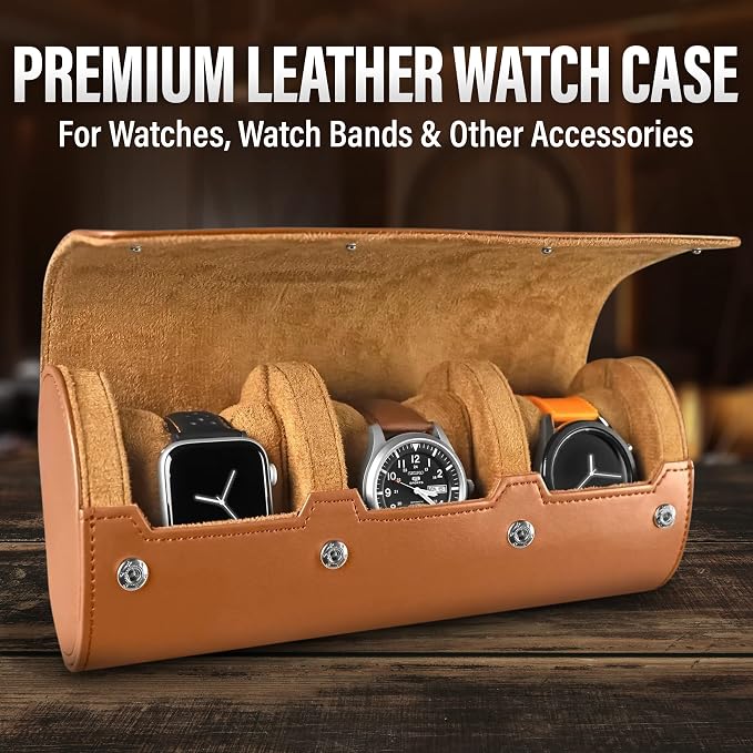Barton Leather Watch Roll for 3 Watches | Convenient Organizer Case for Travel - Image 2