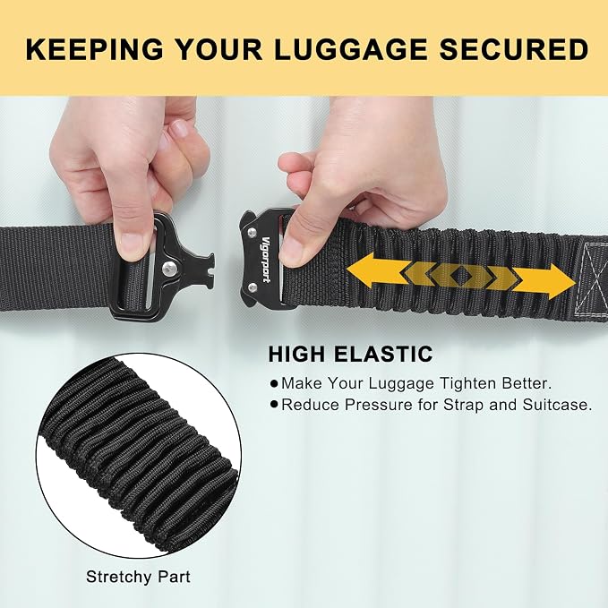 Vigorport Luggage Straps for Suitcases 2 Pack, Heavy Duty Metal Buckle Luggage - Image 3