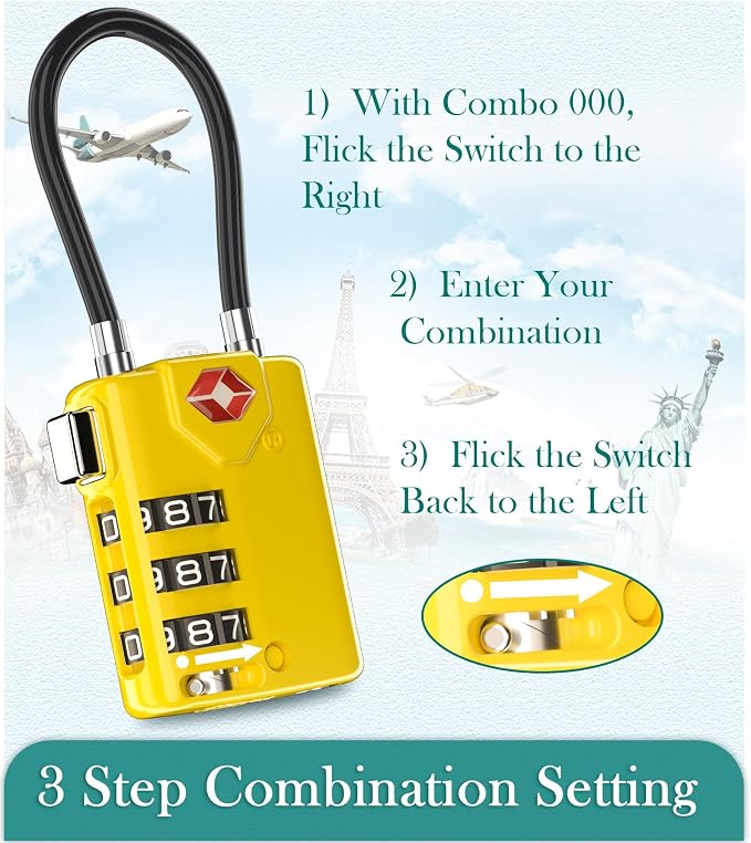 Search Alert TSA Approved Travel Combination Luggage Cable Locks - Image 5
