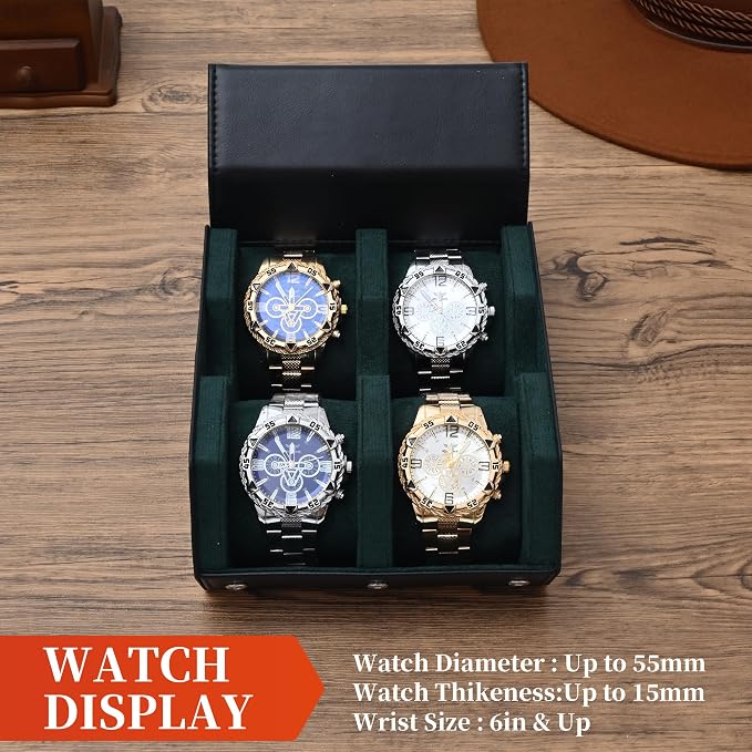 Watch Roll Travel Case for 4 Watchs Storage and Organizer-Secure Storage - Image 7