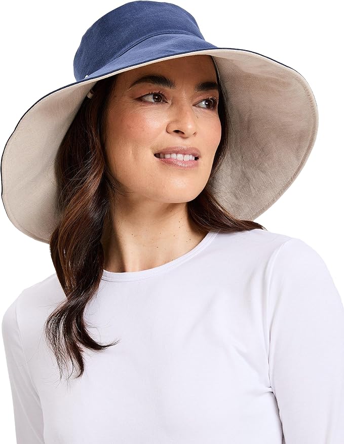 Solbari Women’s Ultra-Wide Cotton Linen Sun Hat UPF 50+, Adjustable by Solbari
