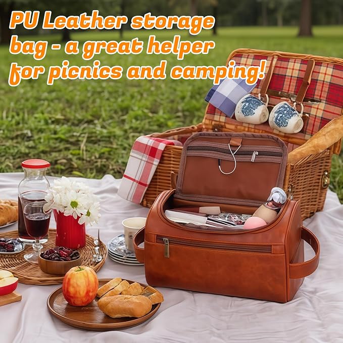 3-in-1 unisex PU toiletry bag: laser engraving & detachable waterproof section. - Image 5