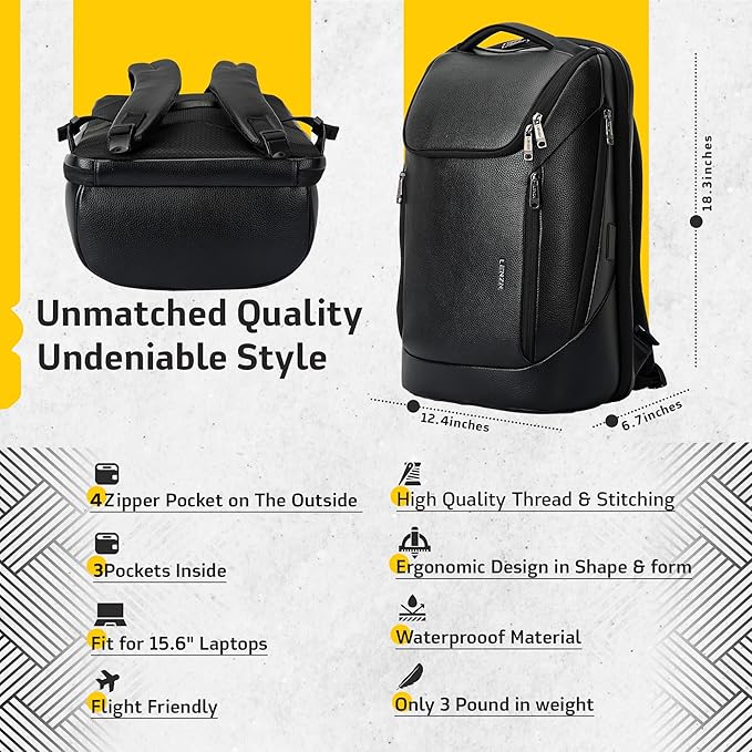 Durable Leather Laptop Business Backpack Perfect - Image 3