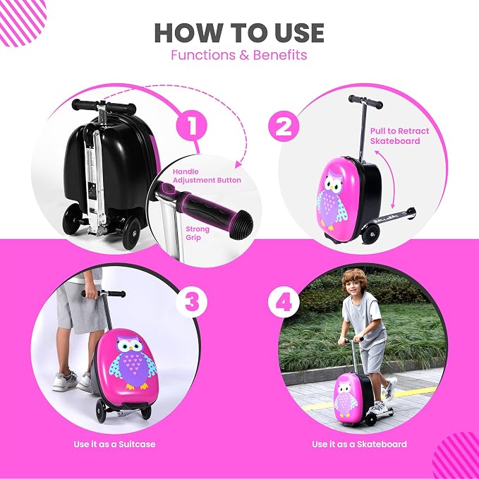 Owl Kids Scooter Suitcase - Image 2