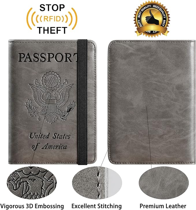Passport Holder Cover Wallet Travel Essentials RFID Blocking Leather Card Case - Image 4
