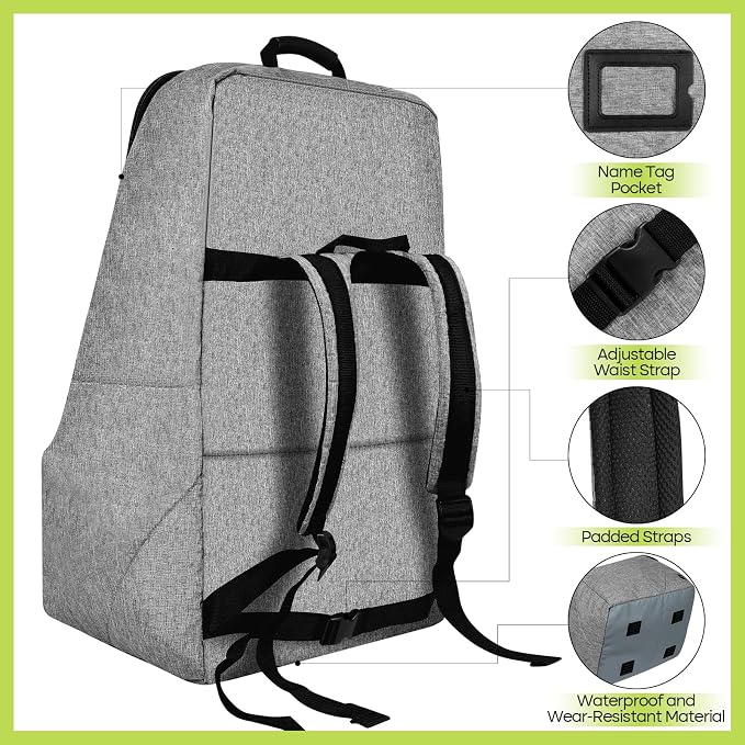 Padded Car Seat Travel Bag for Airplane, Heavy Duty Backpack for Air Travel - Image 3
