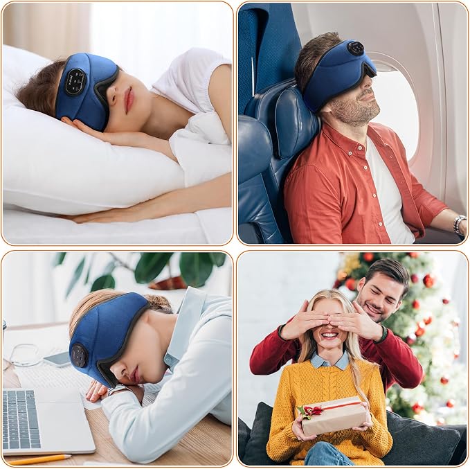 LC-dolida White Noise Sleep Mask, 3D Sleep Headphones - Image 9