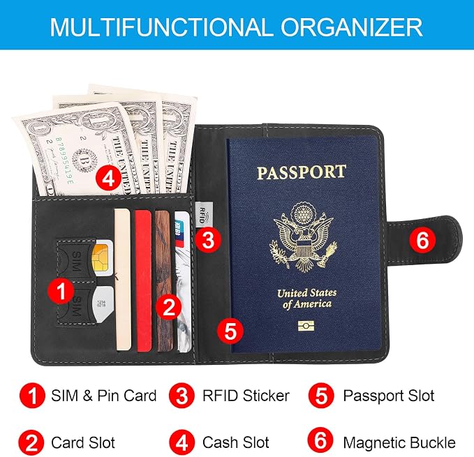 Passport Holders, RFID Blocking Credit Card Holder, PU Leather Vaccine Card - Image 6