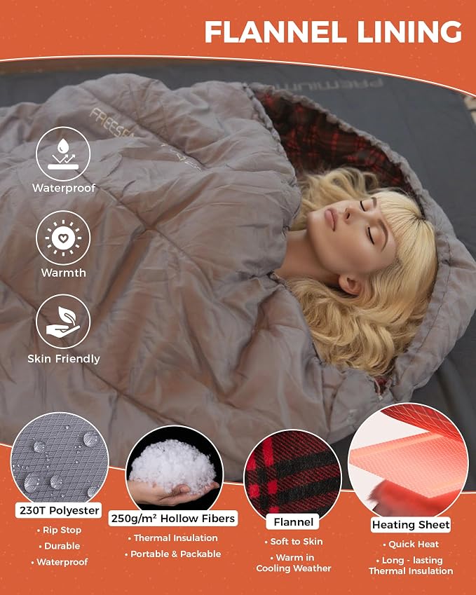 KingCamp Sleeping Bag for Adults, Cold Weather & Warm Extra Wide Big & Tall XL - Image 4