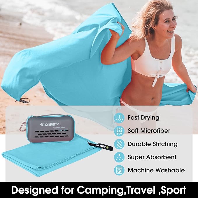 4Monster Camping Towels Super Absorbent, Fast Drying Microfiber Travel Towel - Image 2