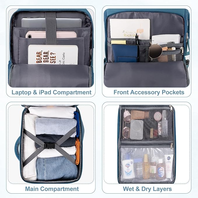 Travel laptop Backpack for Men Women, Personal Item Size Flight Approved - Image 8