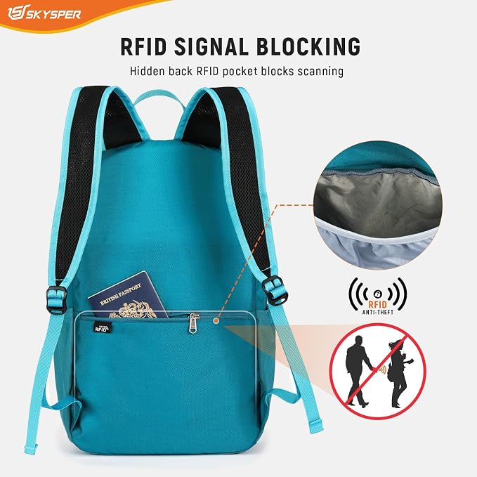 SKYSPER Small Hiking Backpack for Men Women 20L RFID Packable Daypack - Image 2