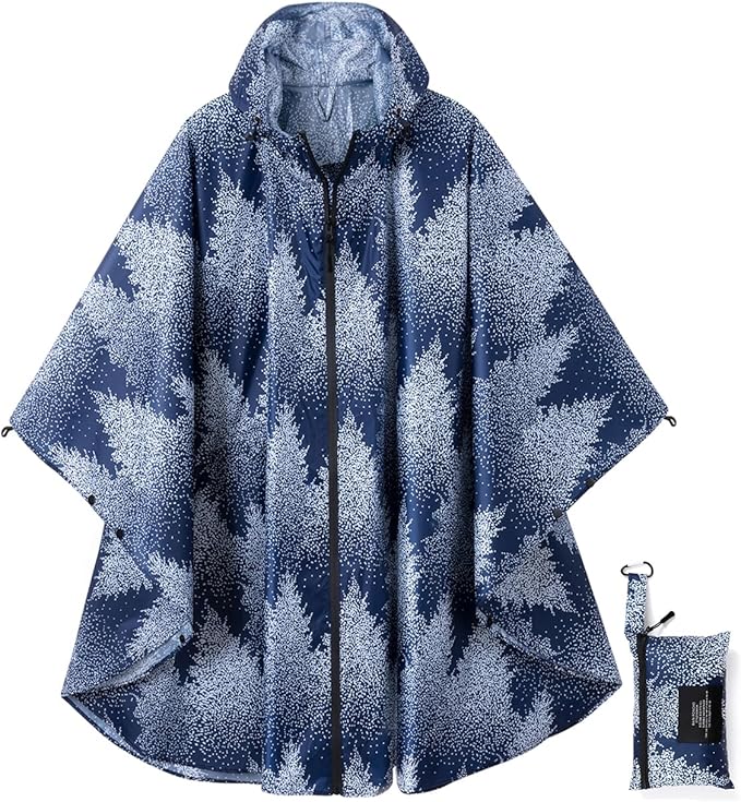 Rain Poncho Jacket Coat Hooded Zipper Style by salamra