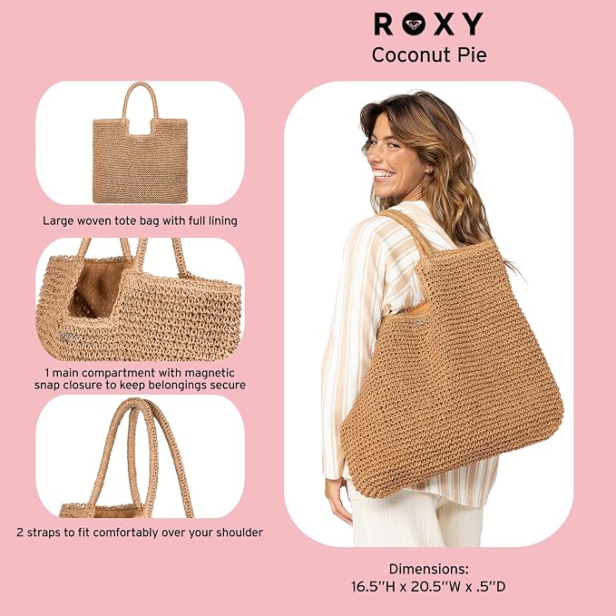 Roxy Women's Beach Tote Bag | Travel | Vacation | Straw | Lightweight | - Image 6