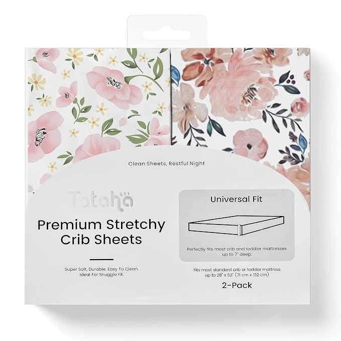 TotAha Premium Stretchy Crib Sheets-Hypoallergenic, Silky Comfort, Buttery Soft by TotAha%7CUnitedStates