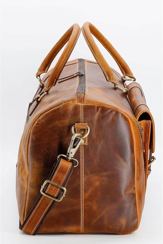 KomalC Leather Duffel Bags for Men and Women Full Grain Leather Travel - Image 6