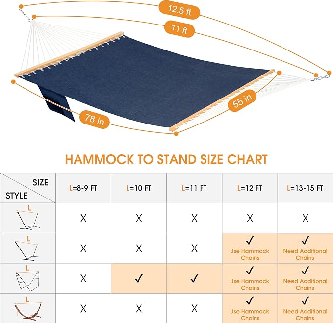 Lazy Daze Hammocks 11 FT Double Outside Hammock Quick Dry Olefin Fabric Hammock - Image 3