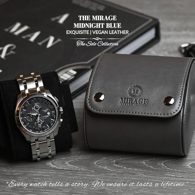 Single Watch Roll Case Watch Travel Case Box 1 Watch Display Case Slate Gray - Image 7