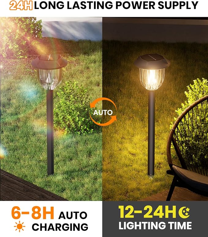 AOSEA LED Solar Lights for Outside, Bright 6 Pack Solar Lights Outdoor IP65 - Image 7