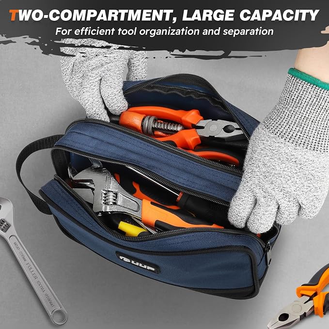 Small Tool Bag 2 Pack, Zipper Tool Pouch Two Compartments, 10 12 inch Utility - Image 3