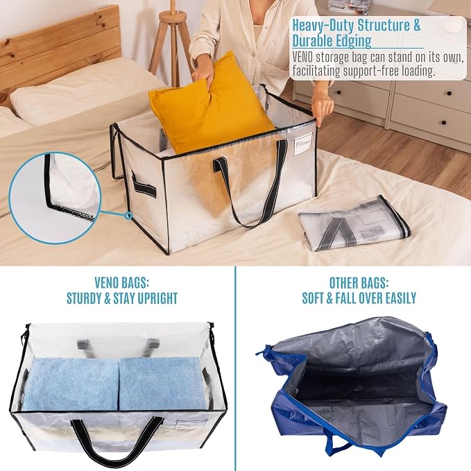 VENO 6 Pack Moving Bags, Comforter and Blanket Storage Bags - Image 3