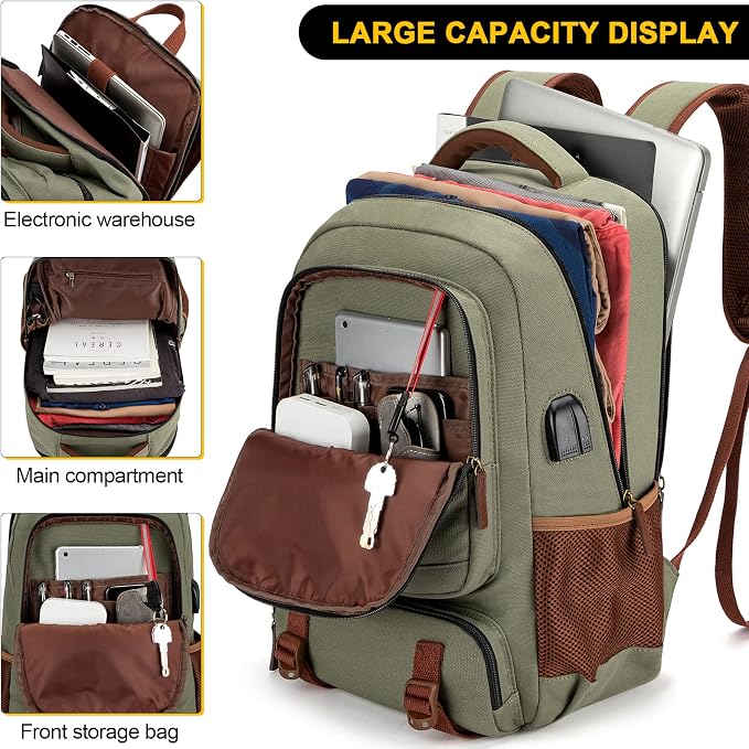 Tzowla Canvas Laptop Backpack, Bag - Image 4