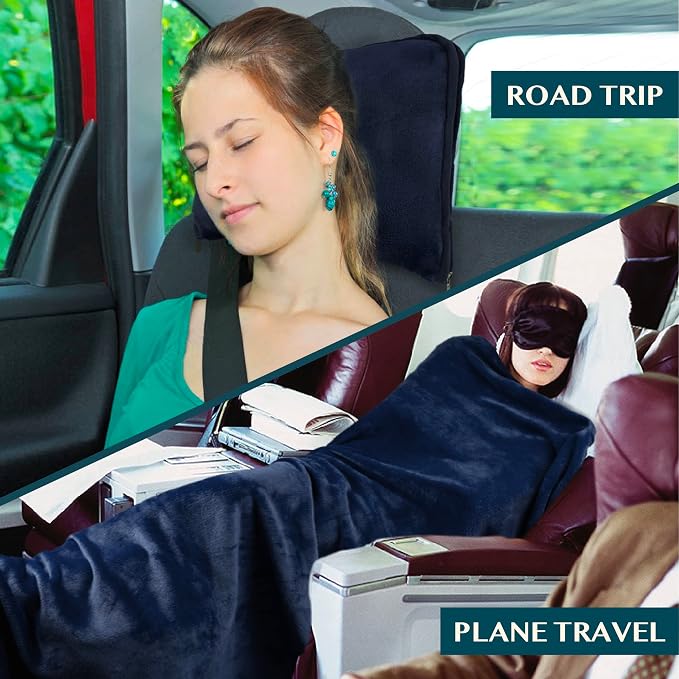 PAVILIA Travel Blanket Pillow, Soft Airplane Blanket 2-IN-1 Combo Set, Plane - Image 5