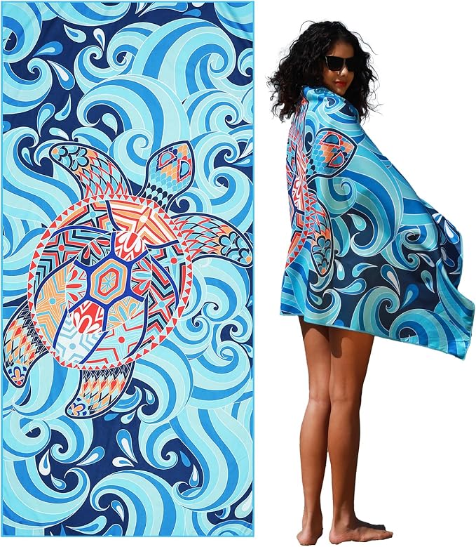 Microfiber Lightweight Thin Beach Towel Sand Free Quick Dry Absorbent Compact by WIDDONEN