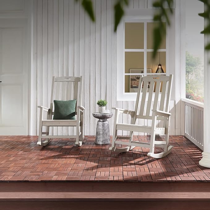 Psilvam Oversized Outdoor Rocking Chair Set of 2, Porch Rocker - Image 8