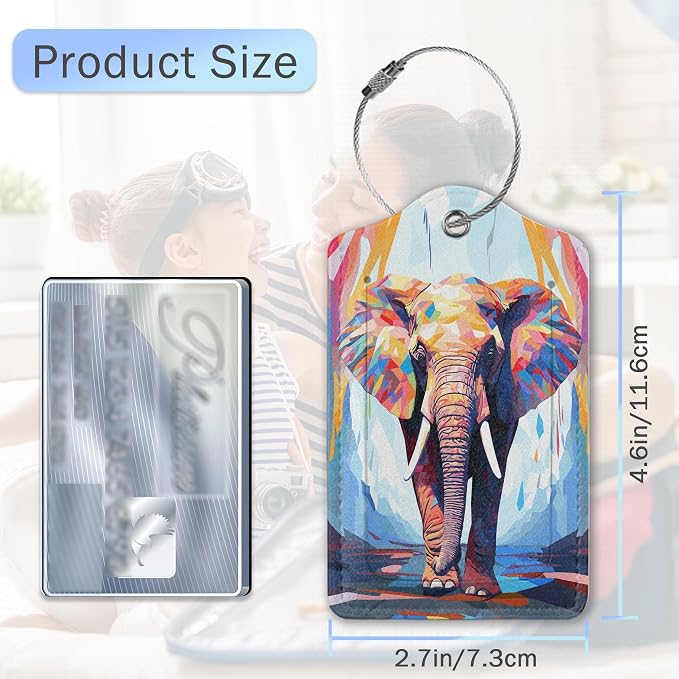 Abstraction Elephant Luggage Tags, 2 Pack Oil Paint Elephant Luggage Tag - Image 2