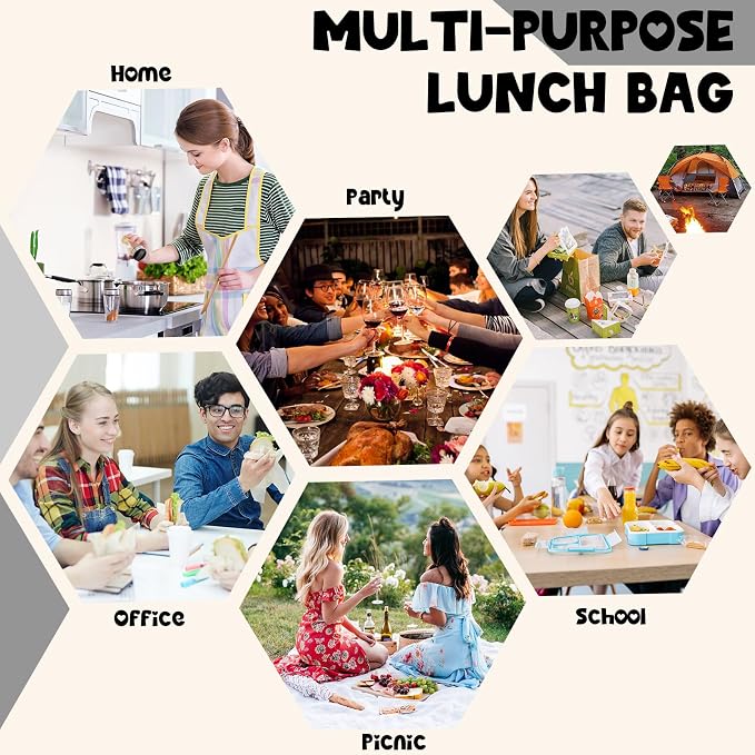 Bluboon Lunch Bag for Women Men Cute Corduroy Lunch Tote Bags Reusable - Image 6