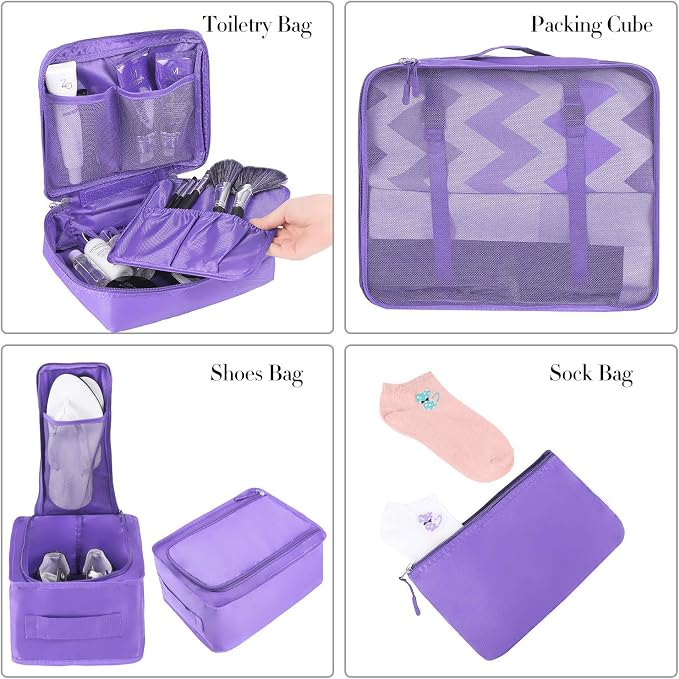 BAGAIL 8 Set Packing Cubes Luggage Packing Organizers - Image 3