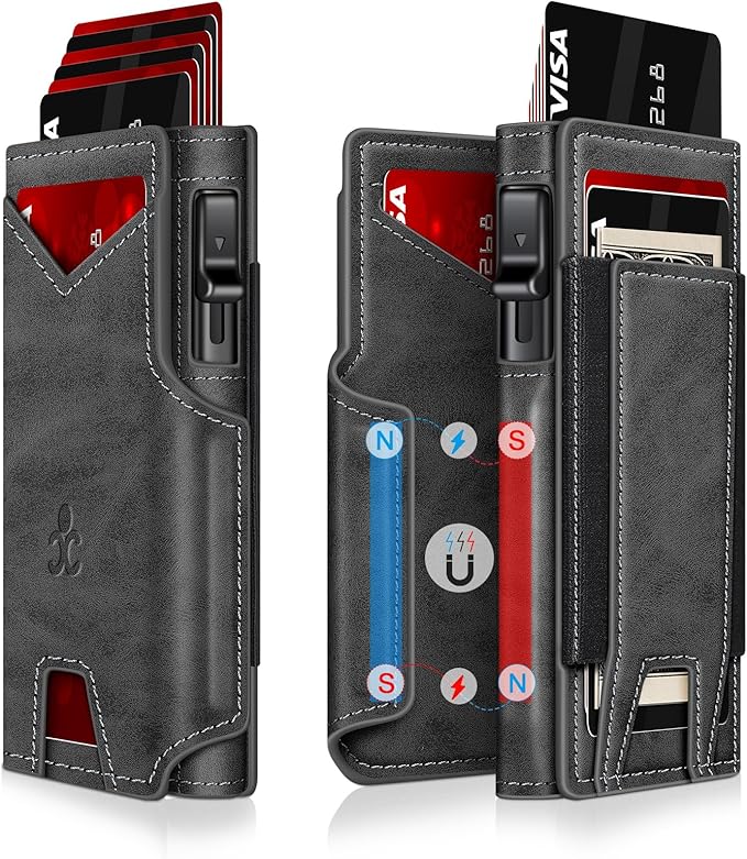 Wallet for Men Wallet with Slim Pop Up Card Holder 9-13 Cards, Bifold by SEMORID
