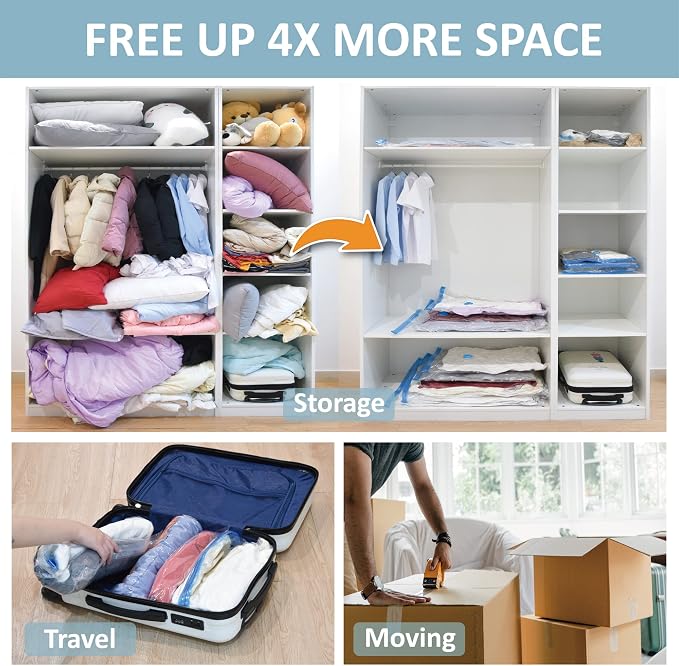 8 Pack Vacuum Storage Bags, Space Saver Bags Compression Storage Bags - Image 3