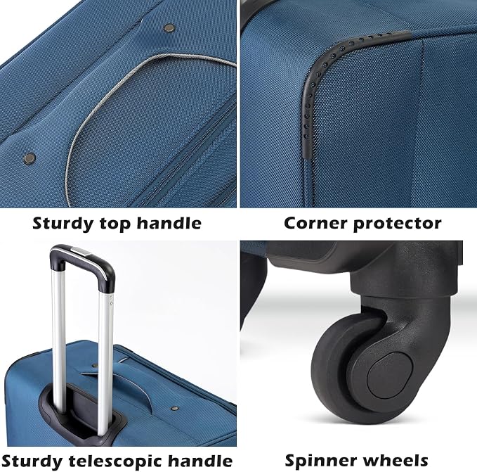 Coolife Luggage 4 Piece Set Suitcase TSA Lock Spinner Softshell lightweight - Image 4