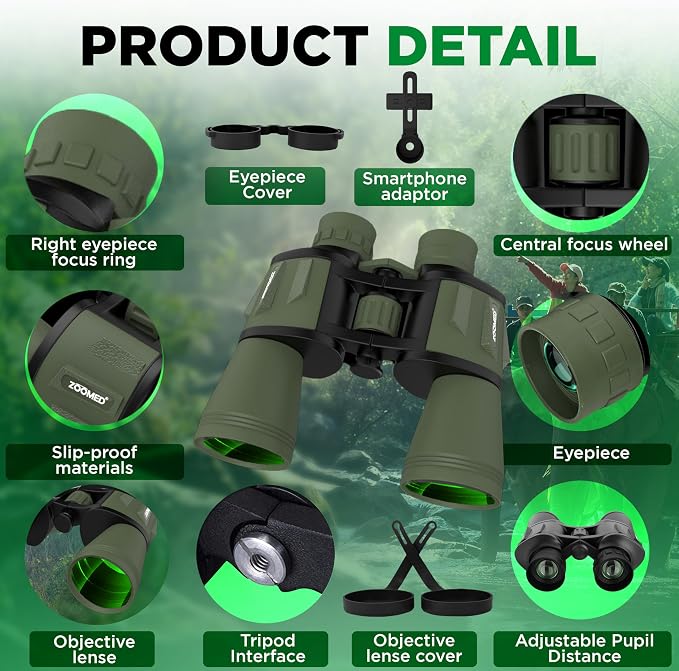Binoculars with Phone Bracket Adapter, High Power Waterproof with Low Light - Image 5