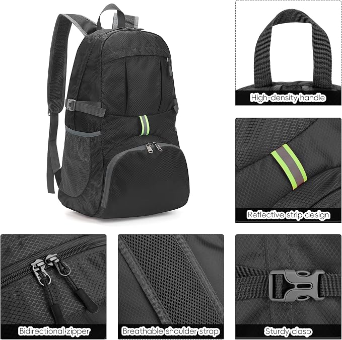 Yaopeing Lightweight Backpack, 25L Foldable Hiking Packable, Water Resistant - Image 8