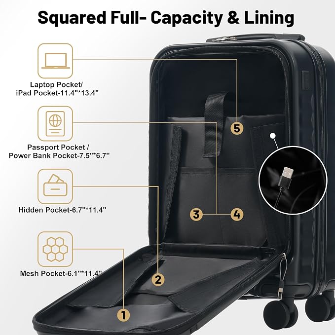 Merax Luggage Sets Front Opening, 2 Piece Hardshell Suitcase - Image 3